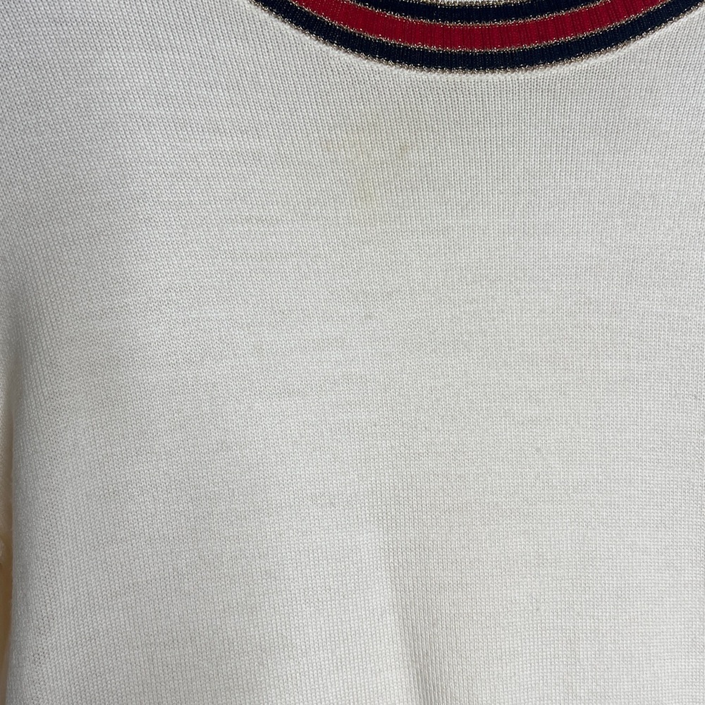 Gucci Sz S Cream Wool Lurex Web Trim Crew Neck Sweater - Picture 5 of 8
